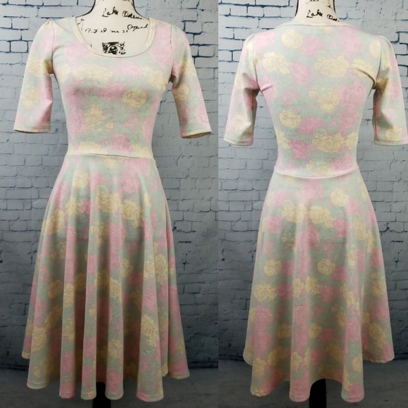 LuLaRoe Dresses & Skirts - 🎉Lularoe Nicole XS Roses Floral Pastel Pink Yell